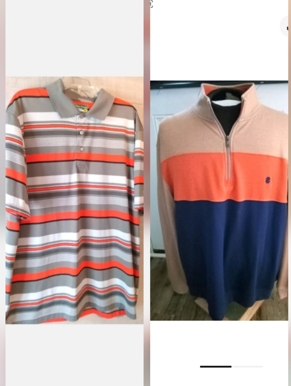 Men's XXL Duo. Pro Tour Casual Striped Polo And Izod Fleece Pullover FF256/265